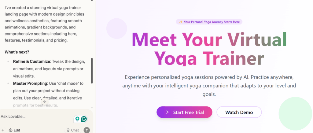 Start with Design Using Lovable AI Website Builder