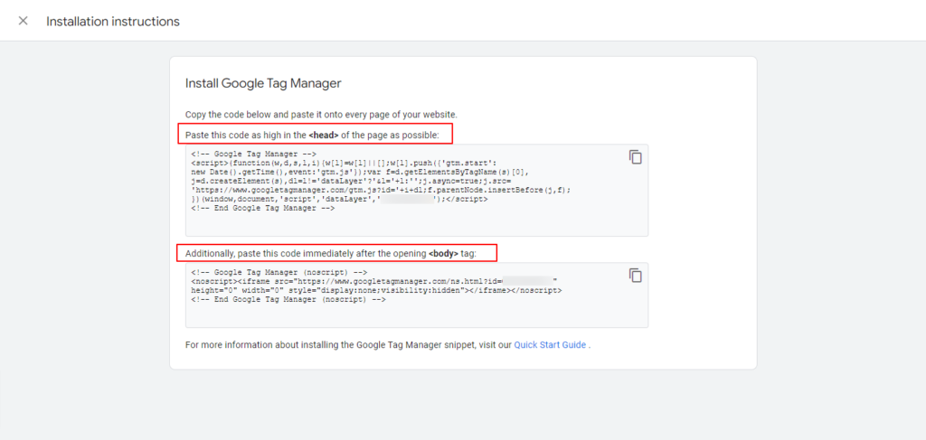 gtm installation code