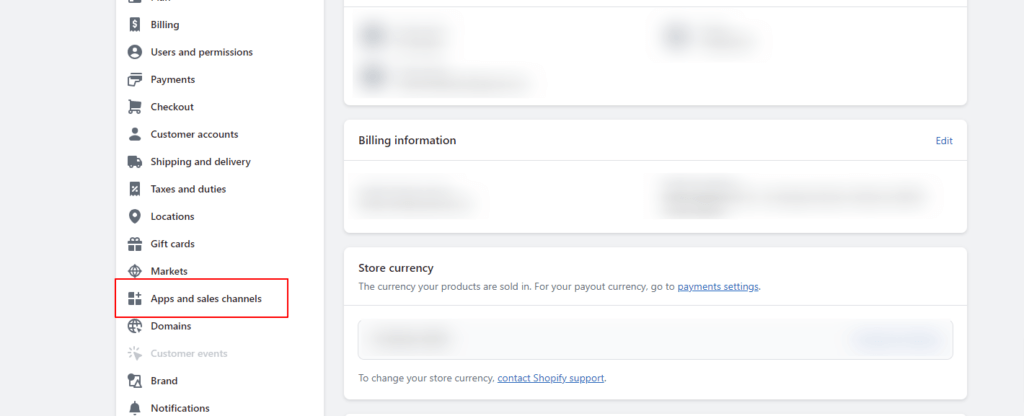 shopify app and sales channel