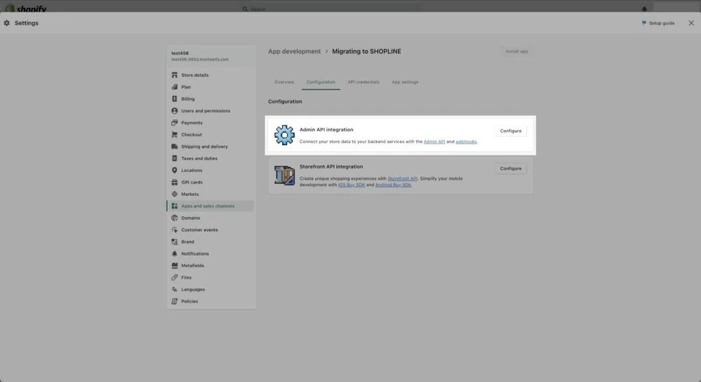 configure admin API