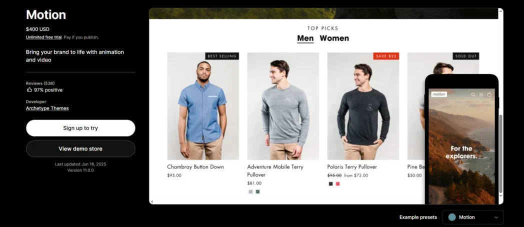 Motion Shopify Theme
