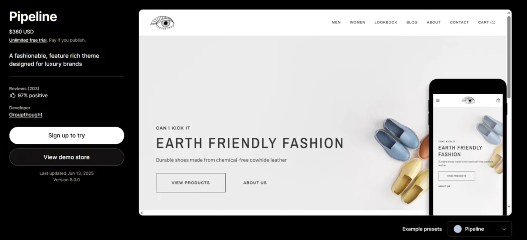 Pipeline Shopify  Theme